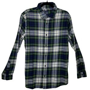 Gap Men's Green Blue White Plaid Flannel Shirt Button Down Organic Cotton Medium